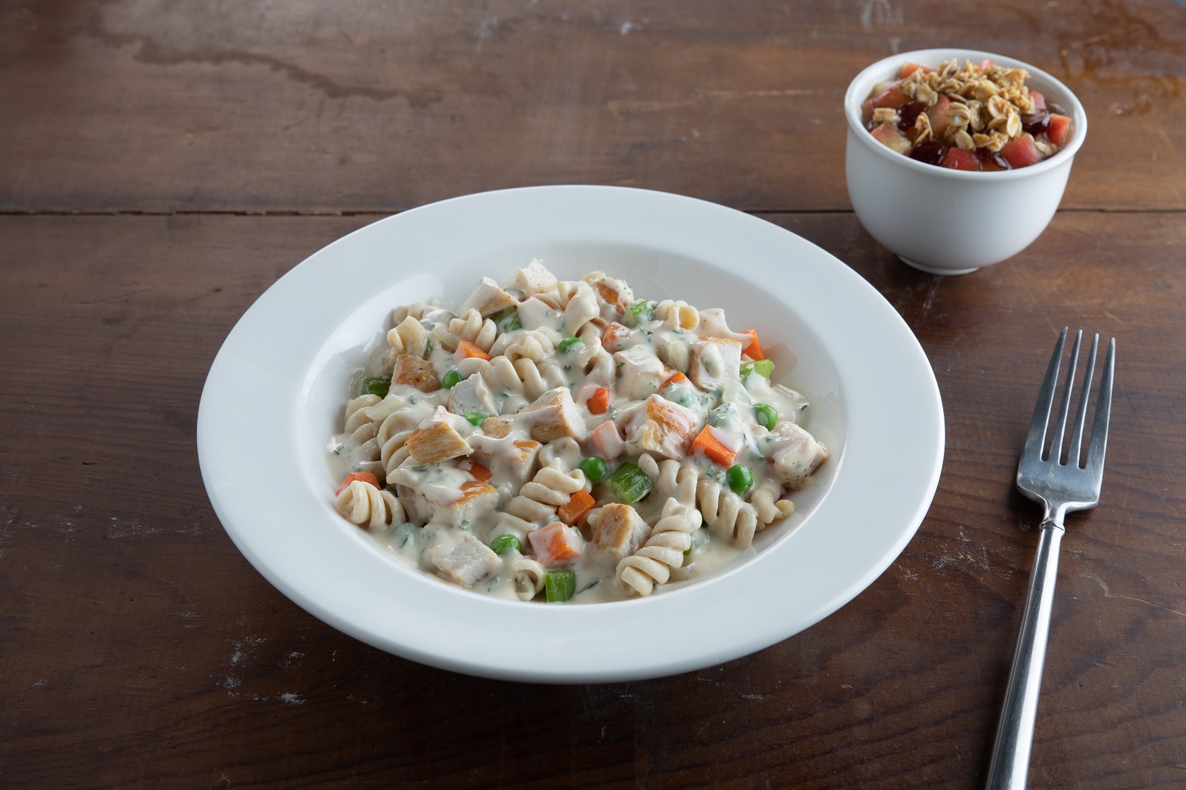 Chicken Pot Pie Pasta and Apple & Cranberry Crisp