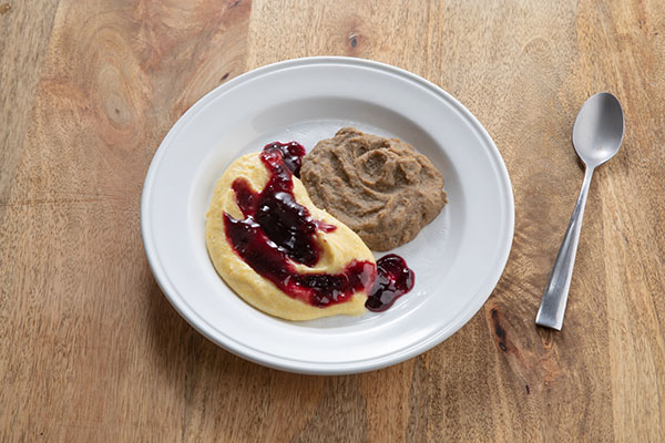 PUREED Chicken and Waffle with Blueberry Sauce