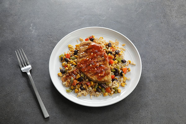 Orange Chipotle Chicken with Rice and Vegetables